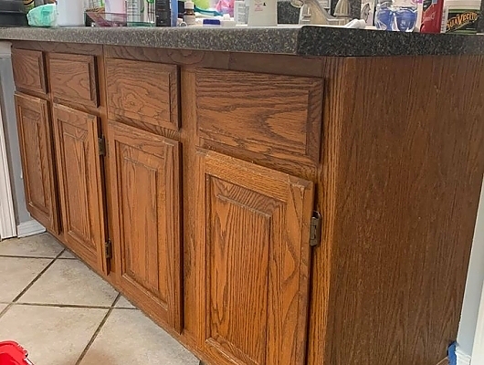 Cabinets & Brick Fireplace